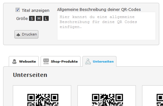 Die neue Jimdo QR-Code Oberfläche